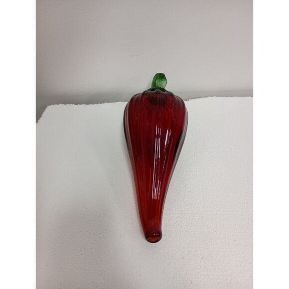 Vintage Hand Blown Art Glass Large Red Chili Pepper Figurine Paperweight 11.5" - Picture 5 of 8